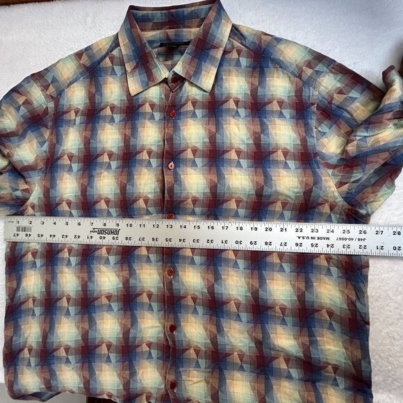 Jhane Barnes Mens Abstract Geometric Long Sleeve Button Up Shirt XXL Multicolor - Picture 6 of 7